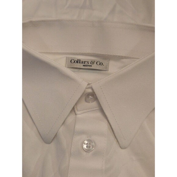 NWOT Collars and Co Mens M Dress Collar Polo Shirt White Original *IMPERFECTION* - Picture 5 of 9